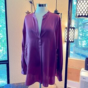 Vince silk split collar blouse size large. NWOT.